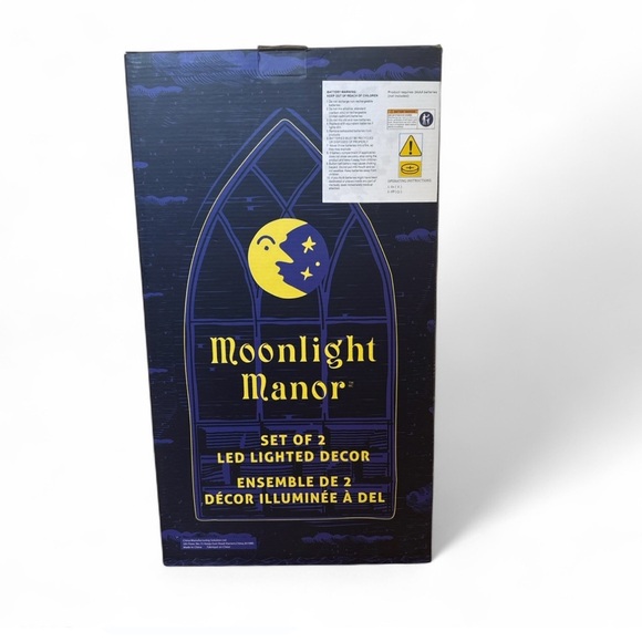 Moonlight Manor Candles LED with Moon Faces Set Of 2 New Celestial - Picture 3 of 5